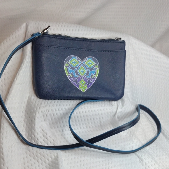 Brighton Handbags - Brighton Summer Heart Mini Clutch Bag Purse in Navy Blue